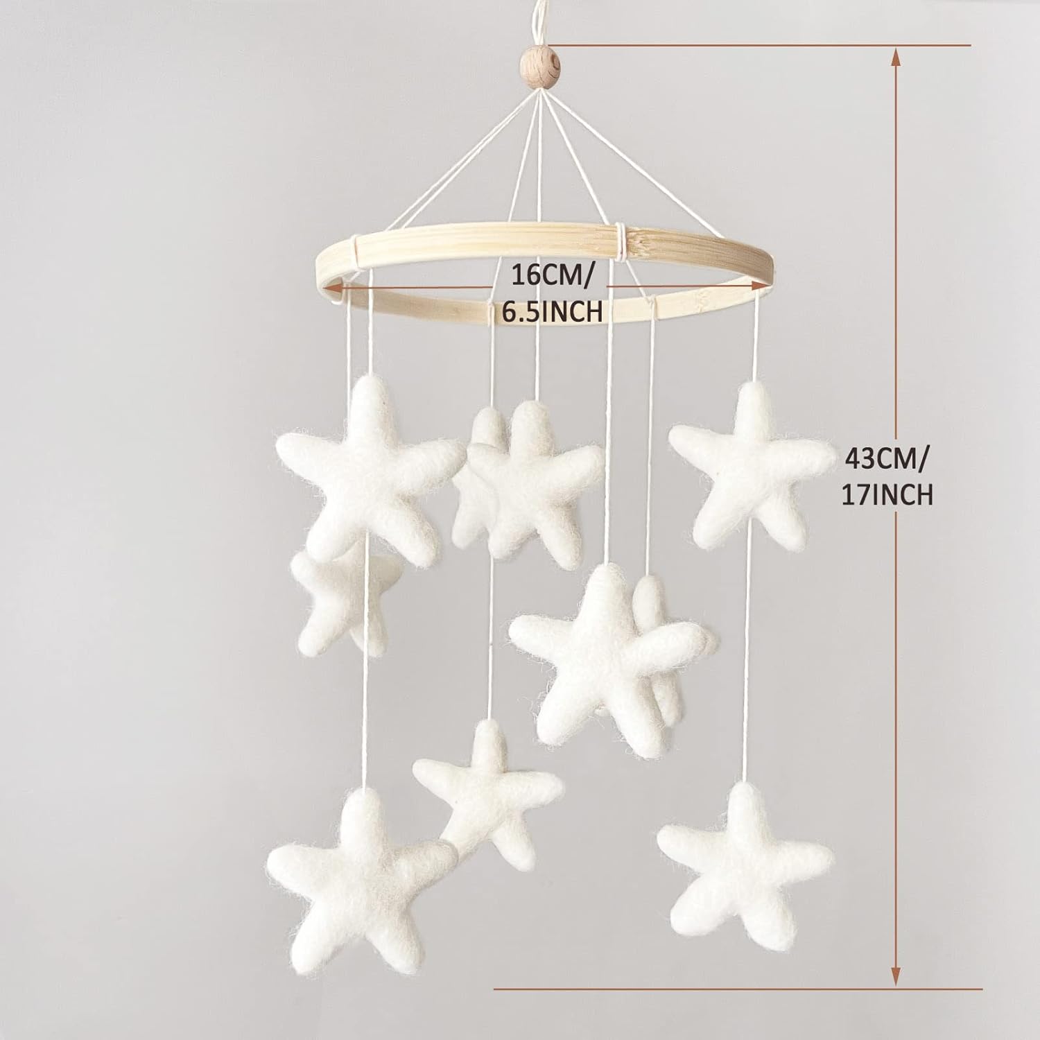 Móvil de bebé para cuna – Móvil de cuna boho – Móvil de fieltro con estrella – Móvil para bebé neutro de género – Decoración bohemia para guardería