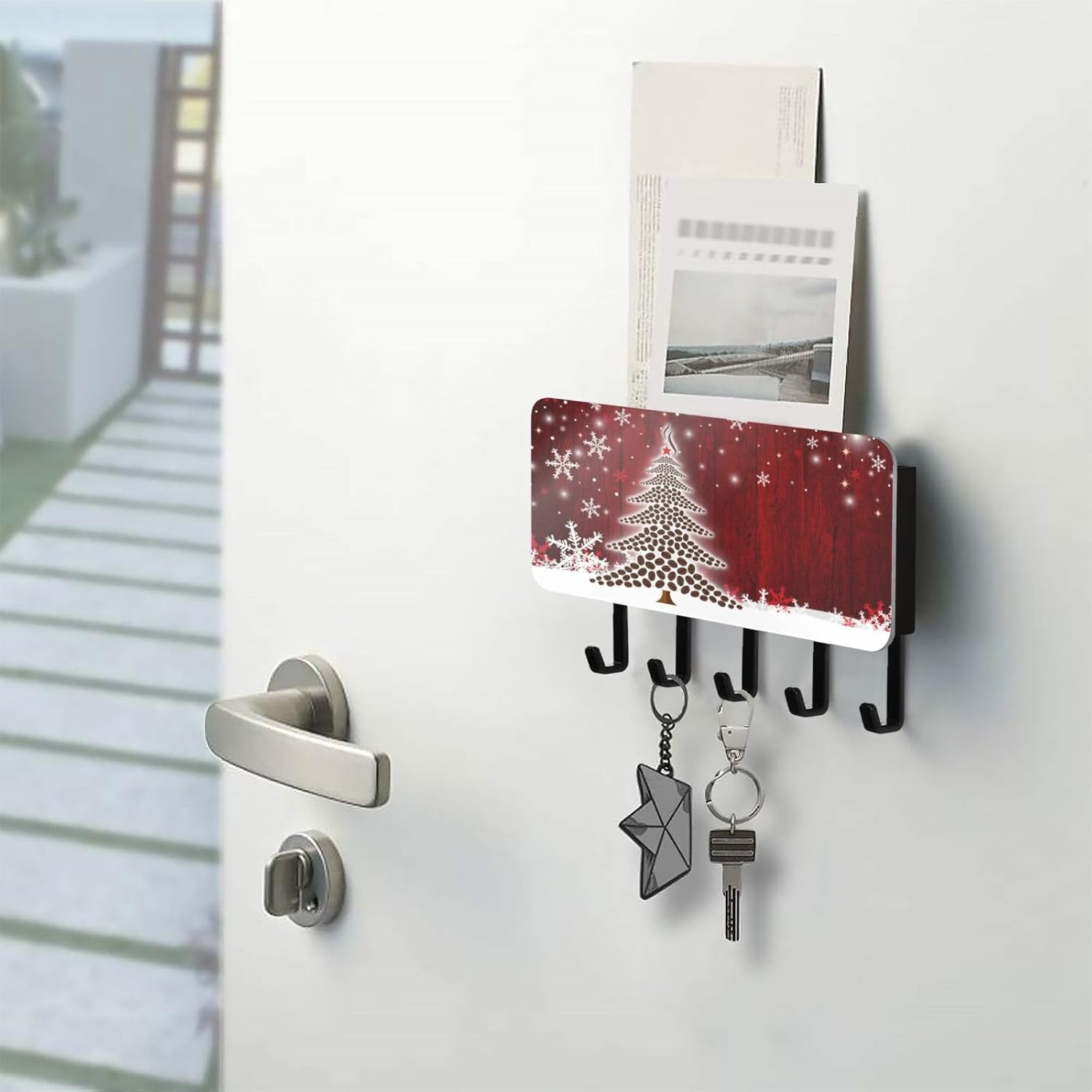 Soporte decorativo para llaves de pared, soporte decorativo para llaves y correo para el hogar, pasillo, cocina, granja, llavero con accesorios de