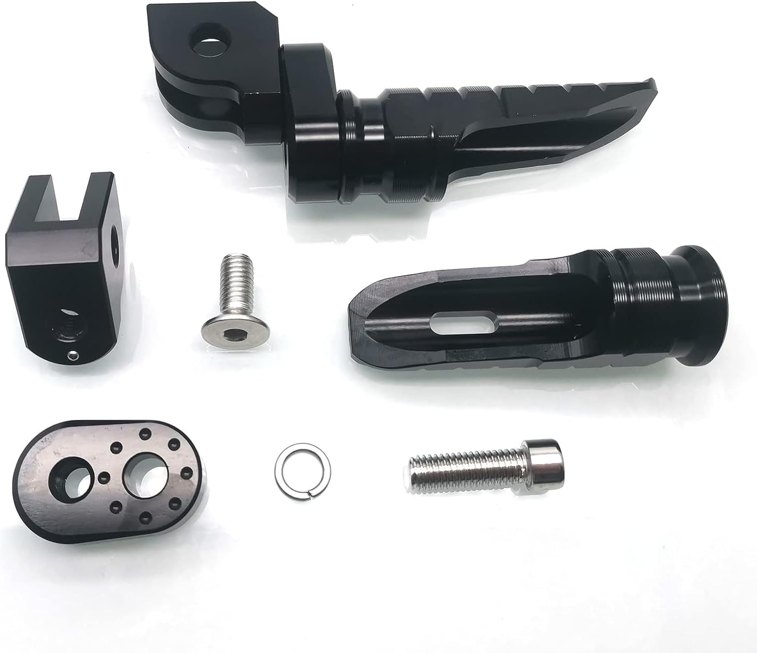 MZS Estriberas para motocicleta, estriberas delanteras para jinete, pedal de descanso ajustable de aluminio negro compatible con GROM Monkey CBR 600