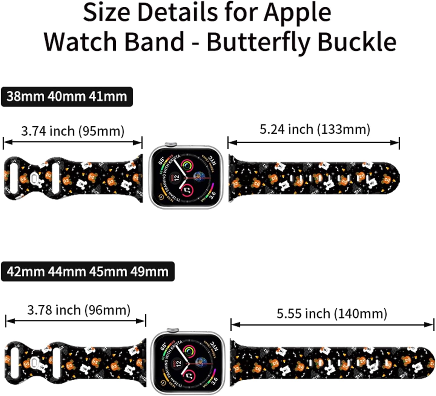 Correa de reloj de la serie Halloween compatible con Apple Watch Band de 1.496 in, 1.575 in, 1.614 in, 1.654 in, 1.732 in, 1.772 in, iWatch SE