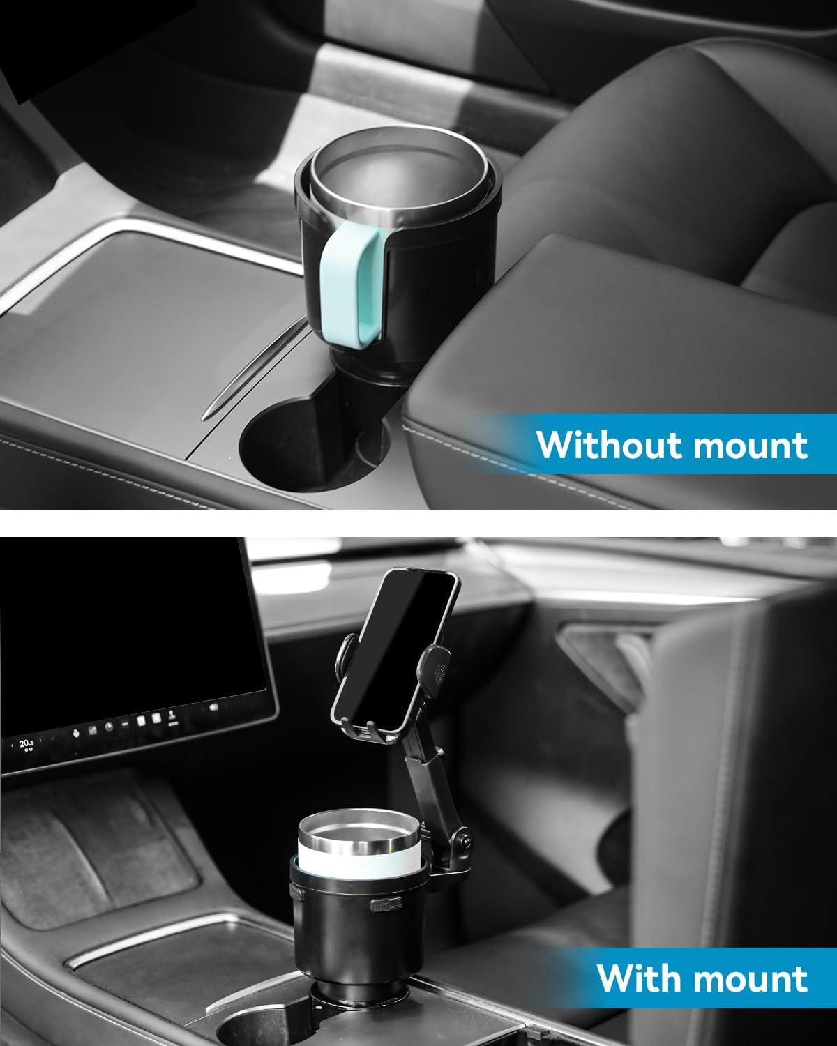 Soporte de teléfono para automóvil con base expandible, soporte ajustable 2 en 1 para teléfono celular, compatible con iPhone, Samsung Pixel y todos