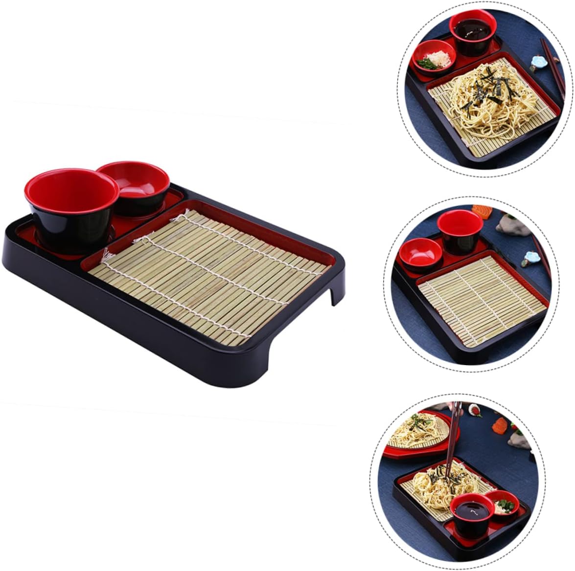 NOLITOY 3 juegos de platos de fideos fríos japoneses plato de sushi plato de sushi plato de aperitivo platos de pan de madera bandeja de fruta de