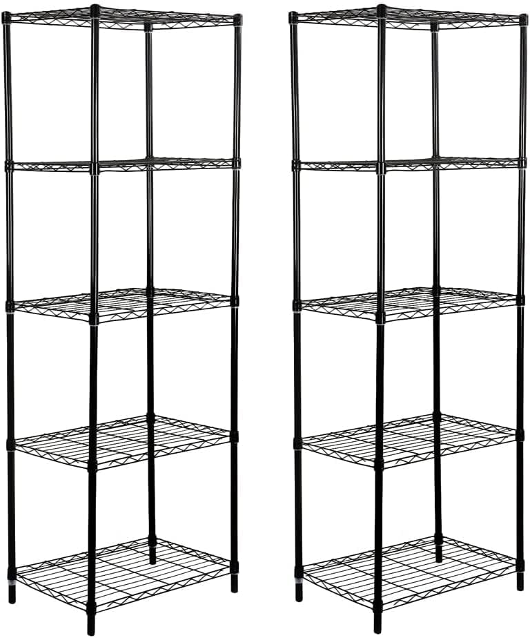 GIA Home Series – Estantería de alambre de 5 niveles, estantes metálicos de almacenamiento para cocina y baño, juego de 2, color negro