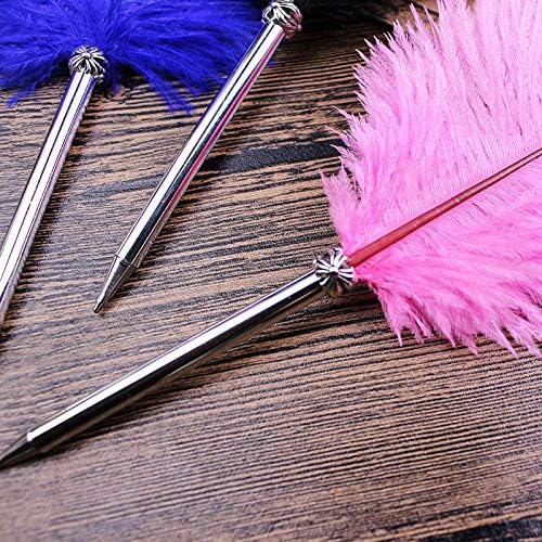 SpyShop Hermoso bolígrafo de pluma de avestruz de escritura pluma pluma recepción boda conjunto (azul rey)