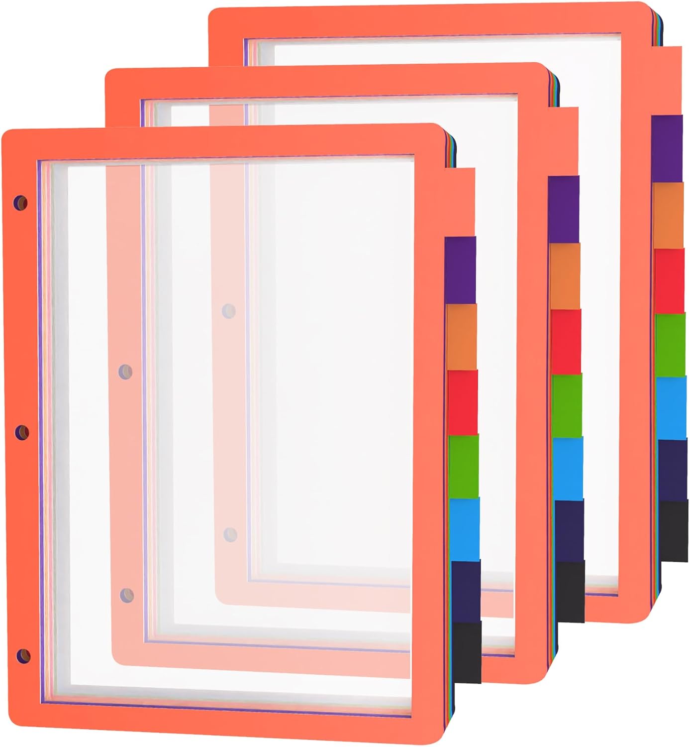 24 unidades3 juegos de 8 separadores de pestañas para carpeta de 3 anillas, 24 separadores de carpetas de 3 anillos de color transparente con