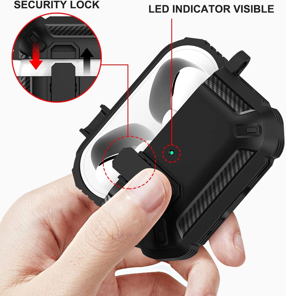 HARMARK Funda diseñada para Airpods Pro de 2 generación (2023), a prueba de golpes, funda para AirPods Pro 2 para hombres y mujeres, con bloqueo y
