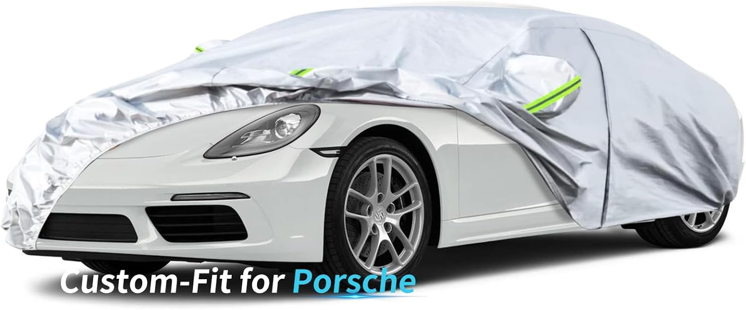 Funda de automóvil a medida para Porsche, funda de automóvil de 7 capas impermeable para todo tipo de clima, para exteriores, cubierta completa