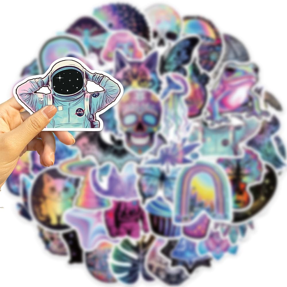 50 calcomanías psicodélicas para botella de agua, calcomanías de vinilo impermeables de graffiti para laptop, patineta, Hydro Flask Scrapbooking