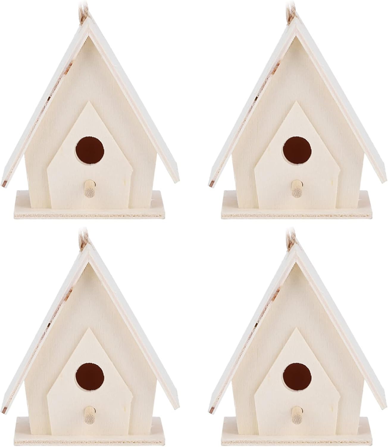 Fydun 4Pcs Hanging Wooden Bird House Nests Cage Ornament Crafts for Garden Courtyard Decor 4Pcs Hanging Wooden Bird for Family