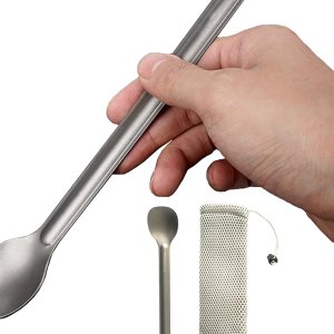 Titanium Long Handel Spork and Spoon, Camping Spork and Spoon, Soup Spoon, Eco-Friendly Coffee Spoon, Portable Travel Camping Utensils Titanium Long Handel Spork and Spoon, Camping Spork and Spoon, Soup Spoon, Eco-Friendly Coffee Spoon, Portable Travel Camping Utensils