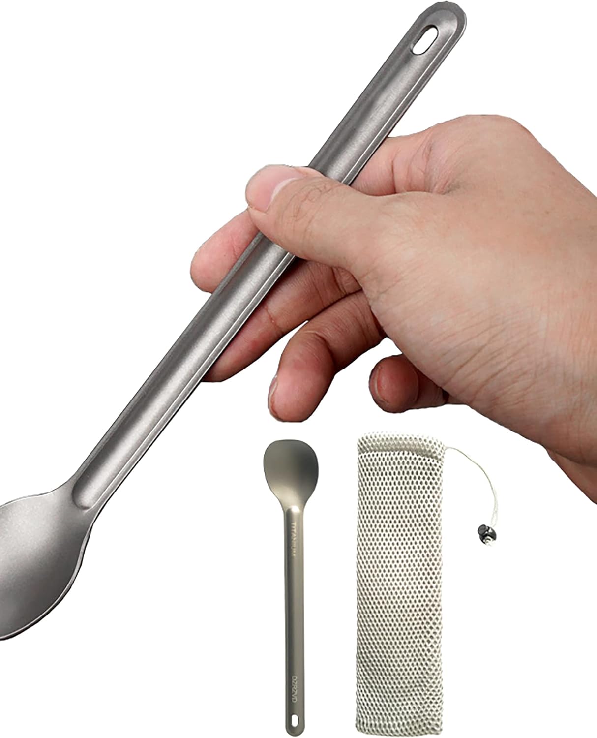 Titanium Long Handel Spork and Spoon, Camping Spork and Spoon, Soup Spoon, Eco-Friendly Coffee Spoon, Portable Travel Camping Utensils