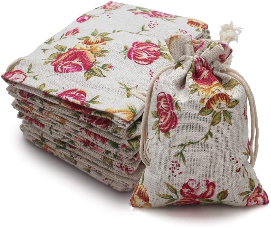 Paquete de 24 bolsas de arpillera con doble cordón de color rosa, bolsa de arpillera de regalo, bolsas de lino reutilizables, bolsas de joyería para