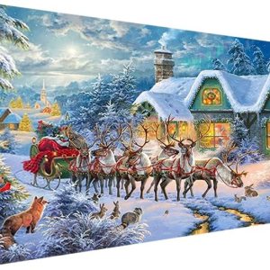 YALKIN Kit de pintura de diamantes grandes de ciervo de Papá Noel para adultos (27.6 x 15.7 pulgadas), taladro redondo completo, festival, arte de YALKIN Kit de pintura de diamantes grandes de ciervo de Papá Noel para adultos (27.6 x 15.7 pulgadas), taladro redondo completo, festival, arte de