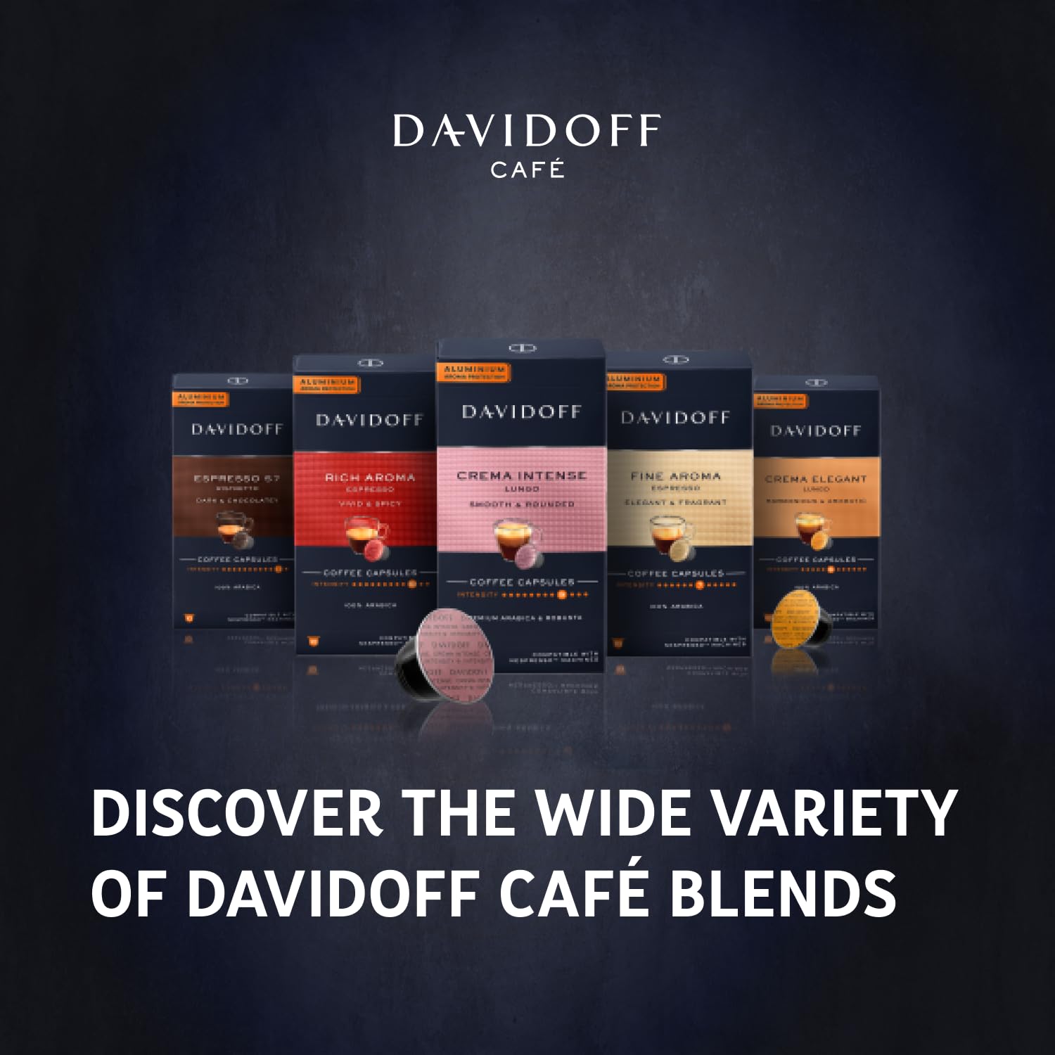 DAVIDOFF Cápsulas de café de aroma rico. Compatible con máquina Nespresso, vívido y picante, granos 100% arábica, intensidad 1012. Tostado 912.