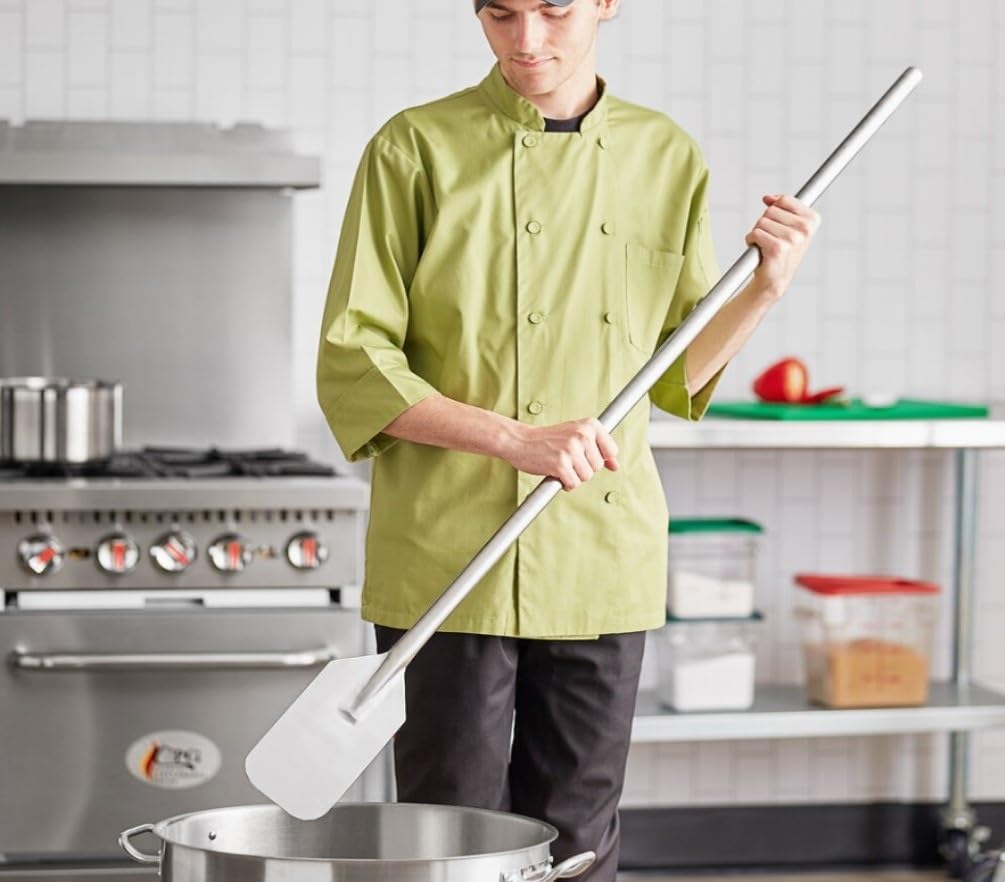 Paleta mezcladora de acero inoxidable de 54 “- Paleta de agitación larga para cocinar en lotes grandes, espátula para preparar mango para cocinar