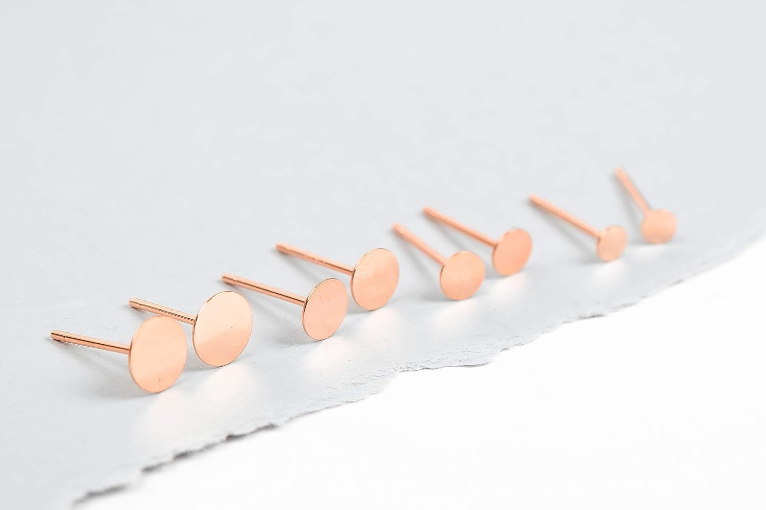 Tiny Round Dot Disc Stud Earrings in 925 Sterling Silver, Gold Vermeil, or Rose Gold Vermeil  Dainty Minimalist Earrings for Women (Rose Gold