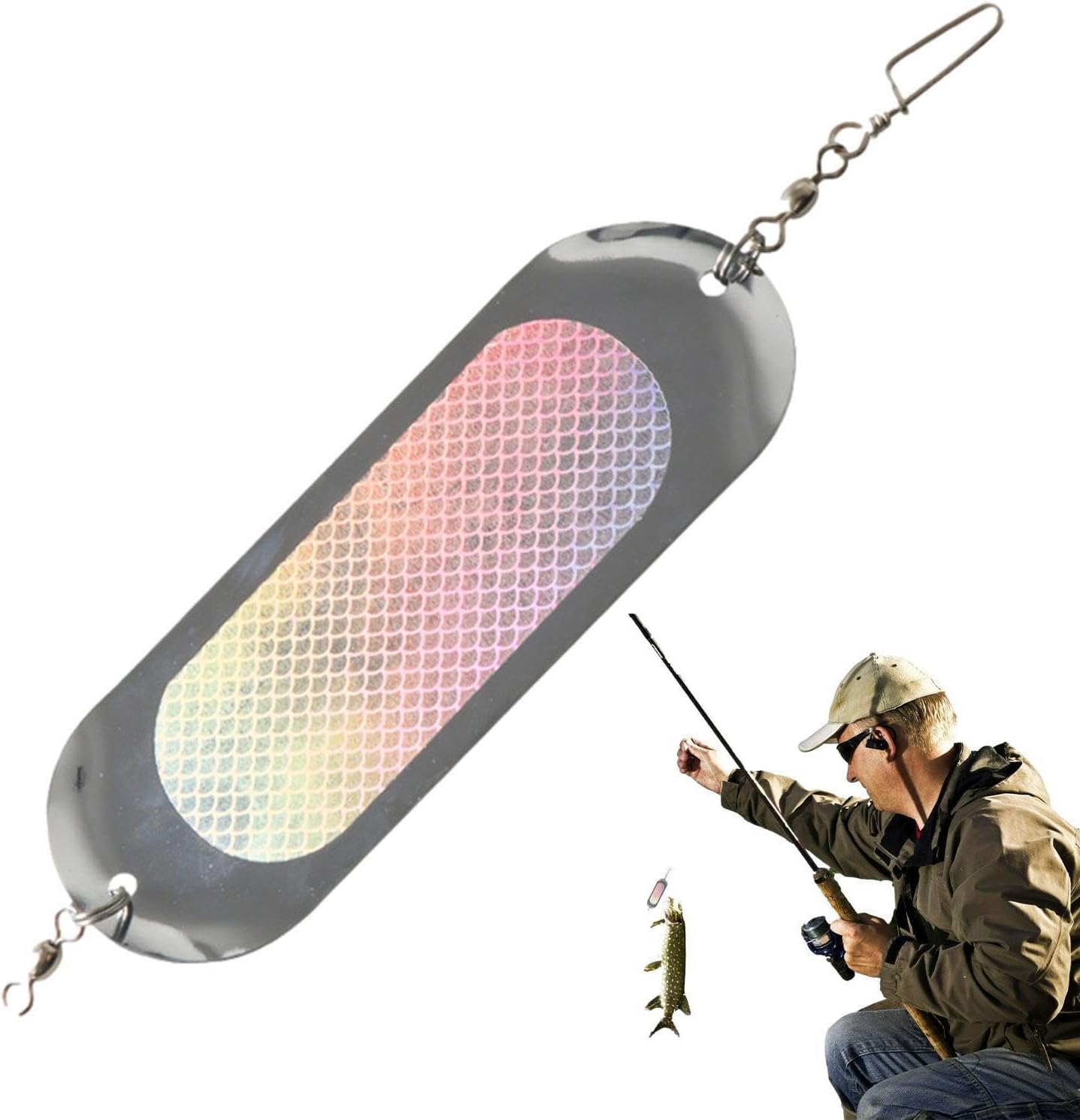 Destellos de pesca, 4.5 pulgadas, esquivador de pesca para troling, señuelos de pesca de 0.81 onzas con luces para agua dulce, Dodgers de pesca y