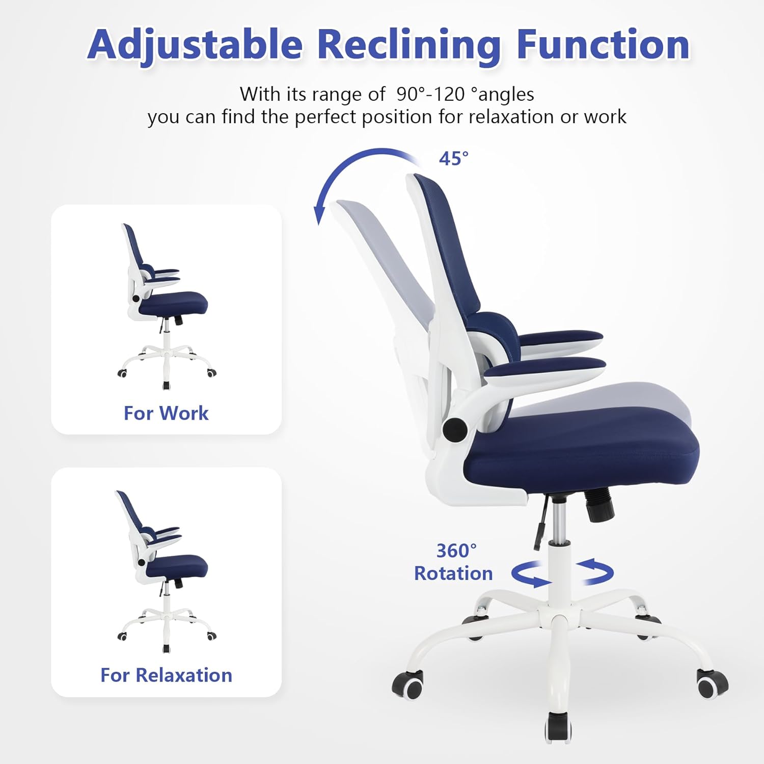 Silla de oficina ergonómica, silla de escritorio de oficina en casa con soporte lumbar, silla de trabajo para computadora con ruedas, silla
