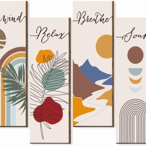 4 piezas Relax Soak Unwind Breathe Sign Decor Boho Bath Decoración de pared de madera minimalista botánico rústico baño placa de pared de madera 4 piezas Relax Soak Unwind Breathe Sign Decor Boho Bath Decoración de pared de madera minimalista botánico rústico baño placa de pared de madera