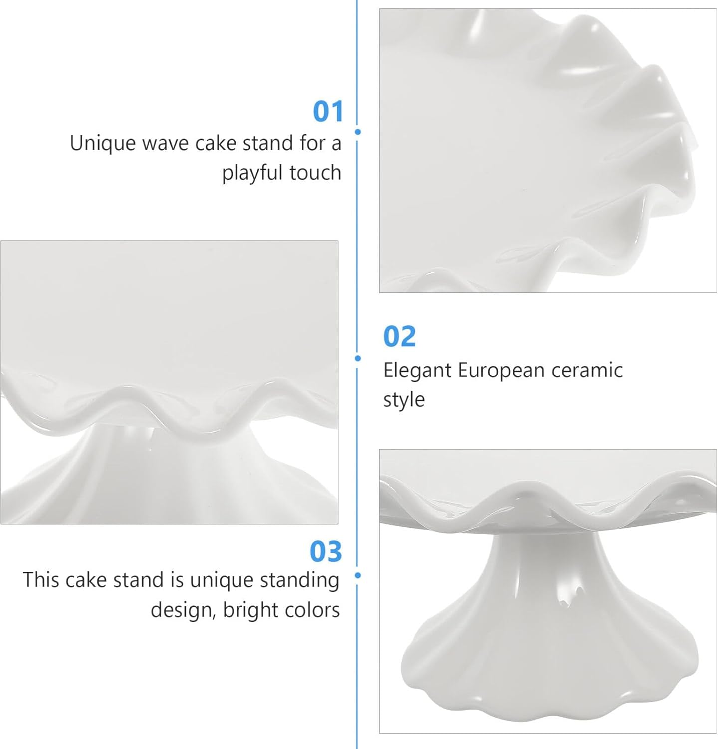 Zerodeko Soporte de cerámica para tartas, soporte de pastel de porcelana blanca, soportes para pasteles para fiesta de cumpleaños, soporte de pastel