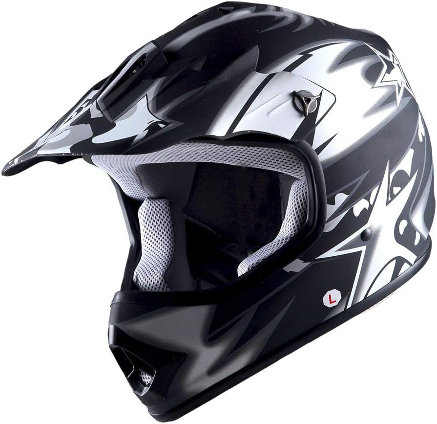 WOW – Casco de motocross para niños, BMX, MX, ATV, casco de motocicleta todoterreno, color negro araña