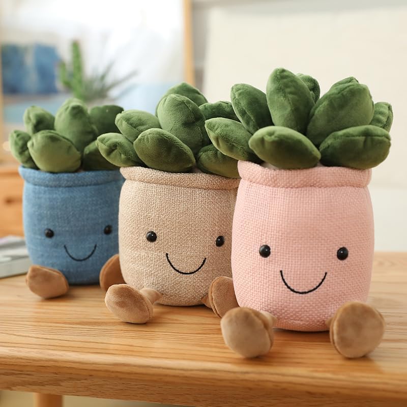 3 piezas de juguetes de peluche de suculentas, 10.24 pulgadas, decoración de almohada de peluche de plantas en maceta, almohada suave y esponjosa,