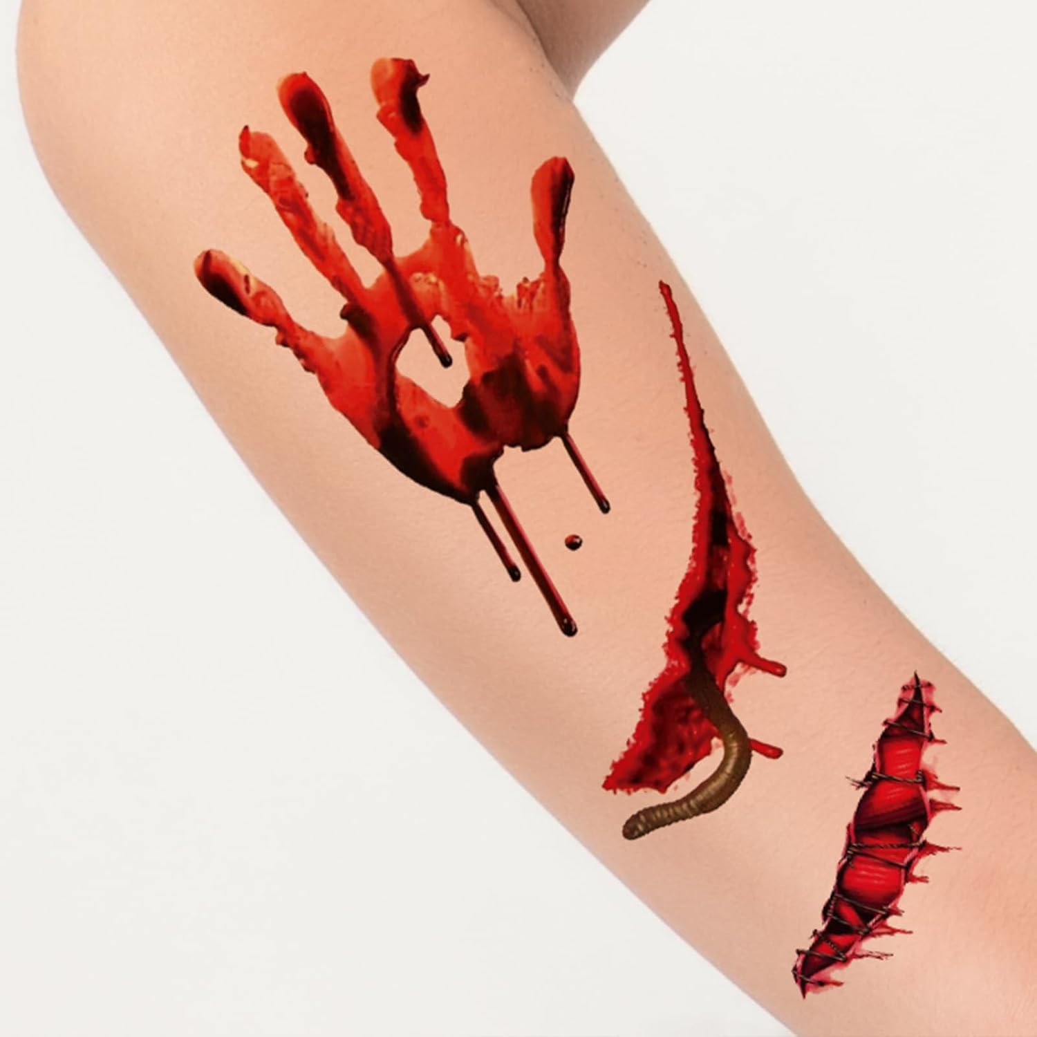 Maquillaje zombi para Halloween, tatuajes faciales de Halloween, kit de maquillaje de cicatrices falsas para adultos, heridas falsas temporales
