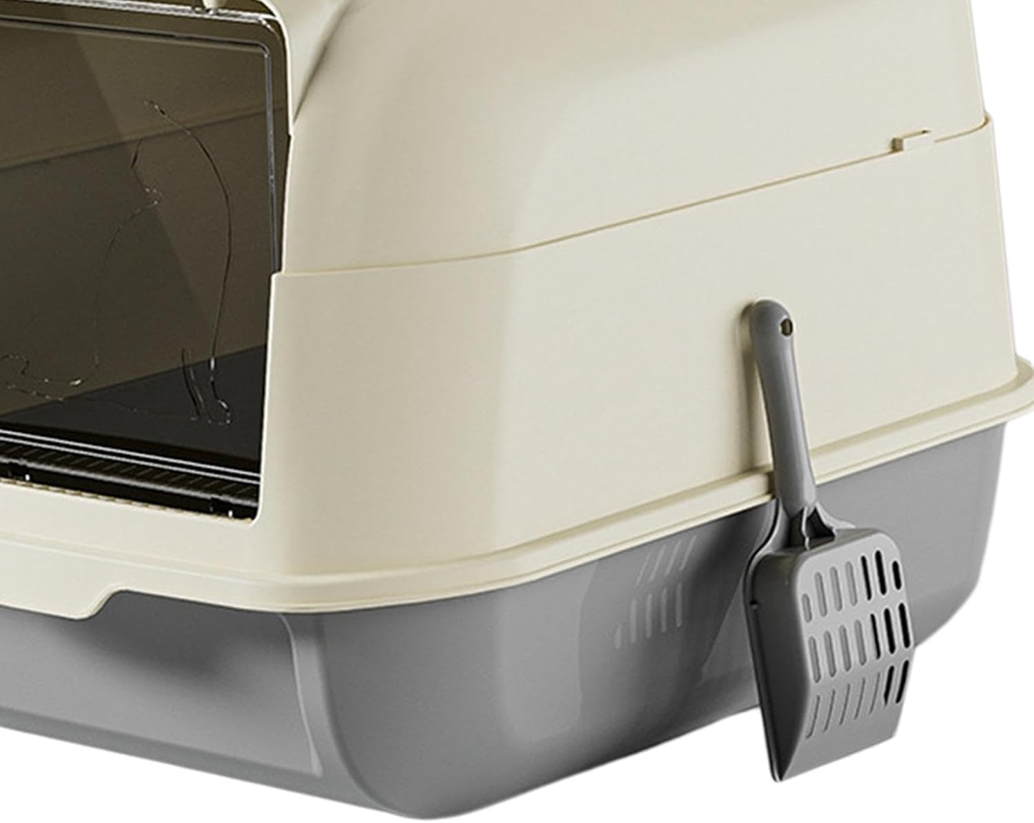 Caja de arena para gatos con tapa, inodoro para gatos, bandeja de arena de espacio grande cerrada con doble puerta, orinal para gatos en crecimiento