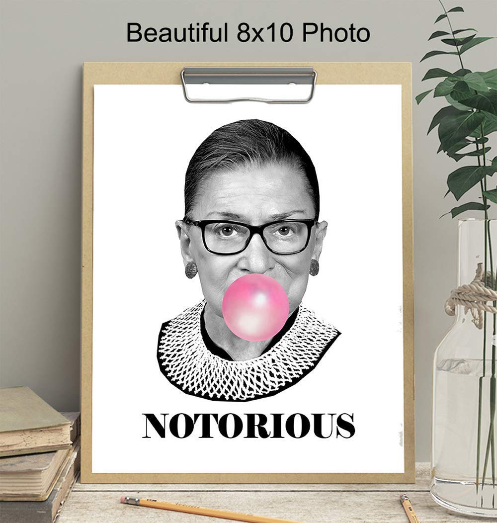 Ruth Bader Ginsburg Wall Art Print – Funny Notorious RBG Poster – Modern Chic Home Decor for Bedroom, Living Room, Office – Great Gift for