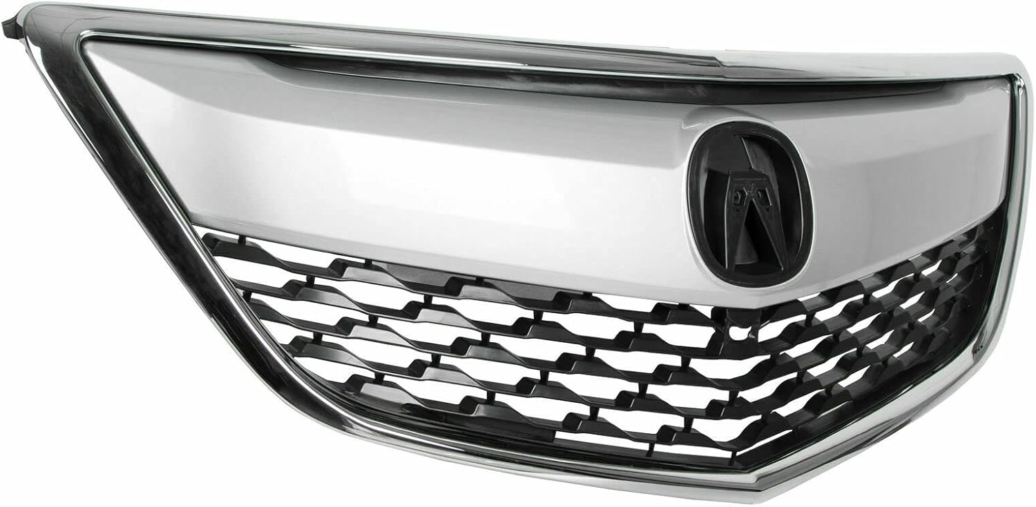 YLT AUTO Kit de repuesto de protector de rejilla de parachoques delantero, entrada de aire negra con moldura cromada para Acura MDX 2014-2016