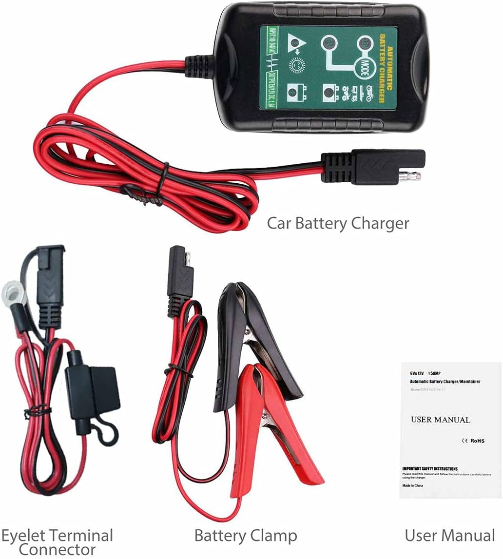 Cargador de batería automático Mantenedor Motocicleta Trickle Float para Tender 6V 12V