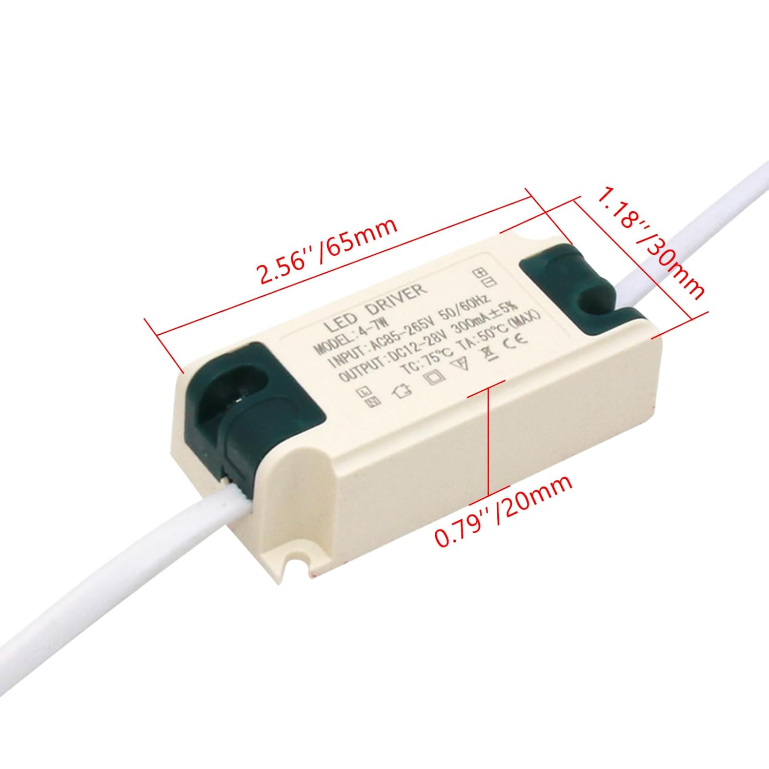 Controlador LED de 4-7W, corriente constante 300mA AC 85-265V Salida 15-26V DC Conector hembra Rectificador Transformador Fuente de alimentación