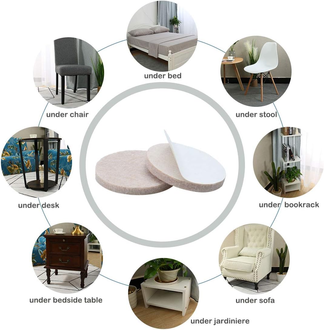 uxcell 50 almohadillas redondas para muebles, 1 14 pulgadas, autoadhesivas, antideslizantes, antiarañazos, fieltro, protector de pisos, beige