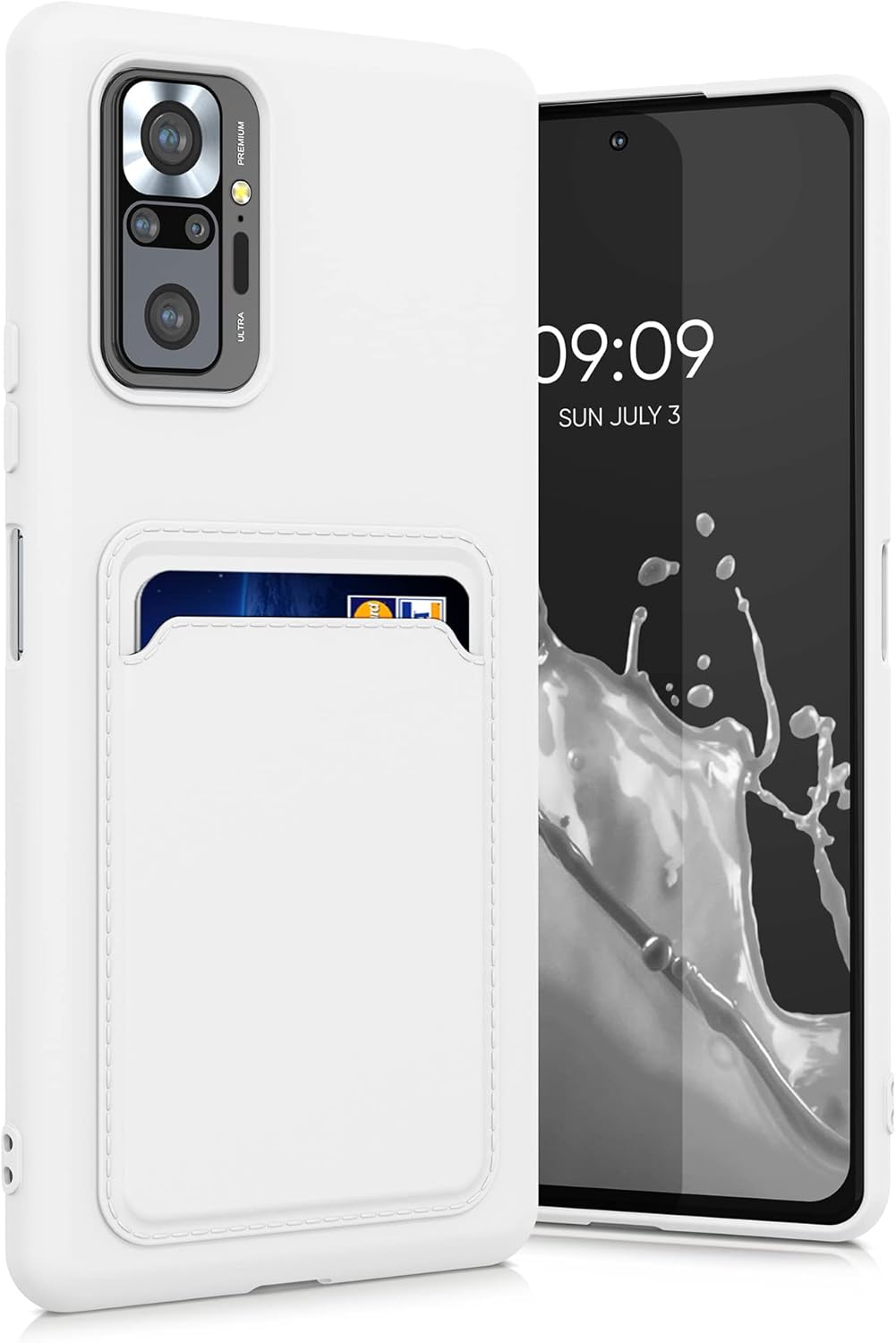 kwmobile Funda compatible con Xiaomi Redmi Note 10 Pro – Funda de teléfono TPU con tarjetero de crédito – Blanco