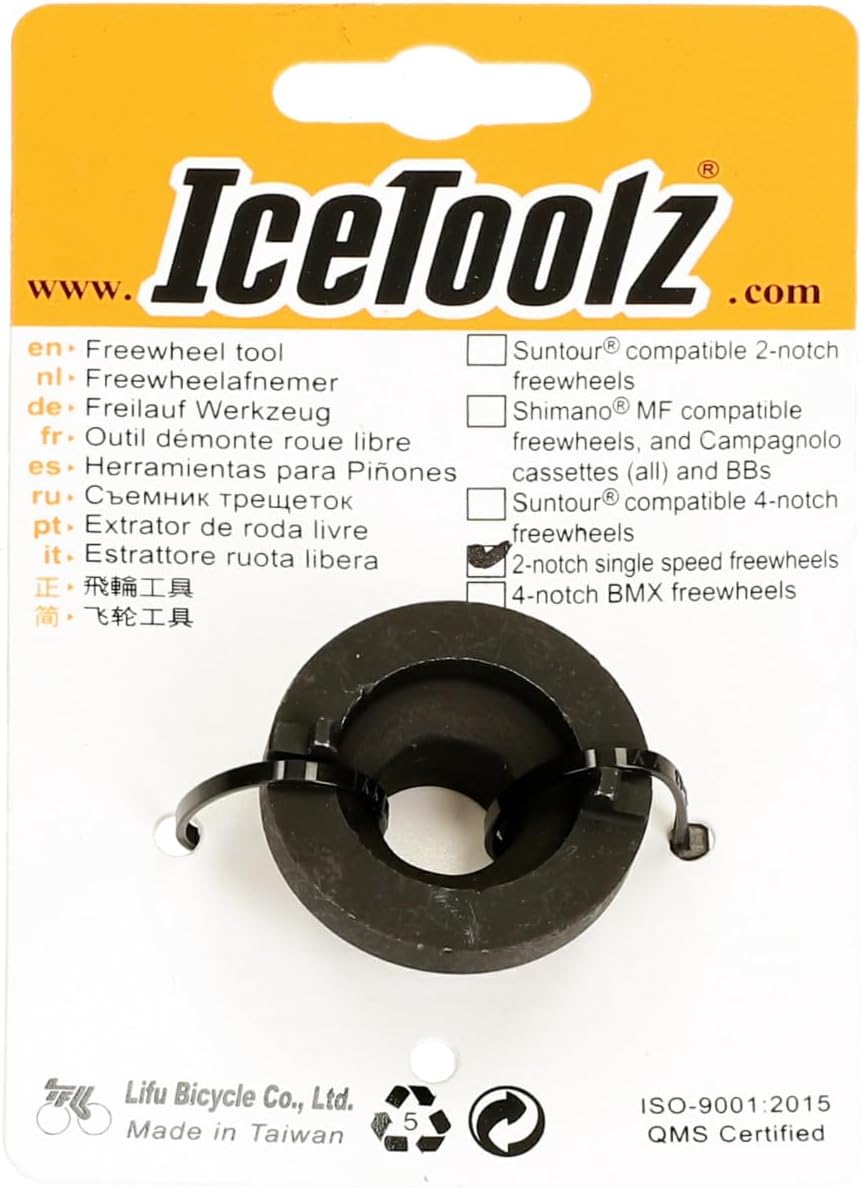 IceToolz Removedor de rueda libre BMX de 2 puntas Removedor de rueda libre de 2 muescas de una sola velocidad Uso con llave de 0.945 in