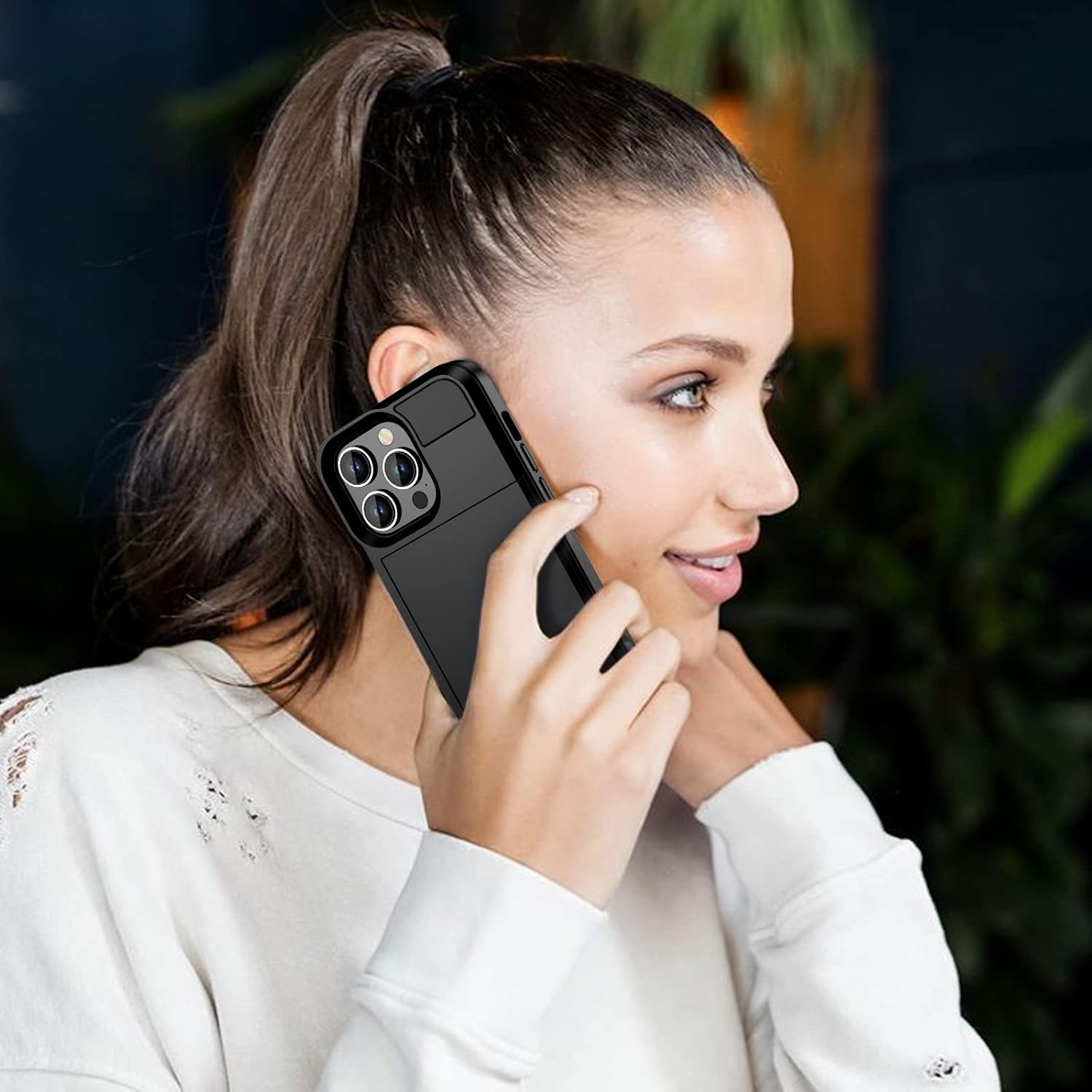 Vofolen Funda para iPhone 14 Pro, cartera para tarjeta de crédito, ranura de identificación, puerta corredera, bolsillo oculto, para hombres y