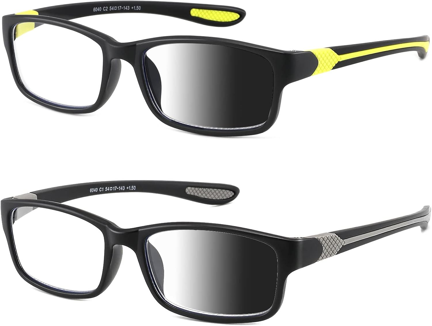 Lentes de lectura anchos con luz azul para lector de computadora, diseño deportivo, tramposo, marco de cabeza grande, anteojos fotocromáticos