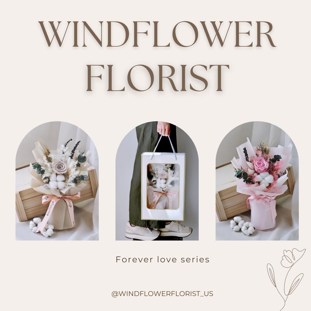 Forever Love Purple – Ramo de flores preservadas, rosas y flores naturales de larga duración, caja de regalo para el día de San Valentín, día de la