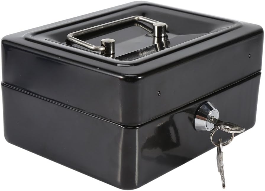 Caja fuerte y con cerradura, mini cajas fuertes pequeñas con caja de seguridad negra, caja de seguridad con cerradura para dinero en efectivo y