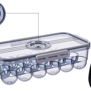 Recipiente para huevos, huevera con tapa y hebilla especial, apilables, caja organizadora para el refrigerador de plástico PET, bandeja para 18 Recipiente para huevos, huevera con tapa y hebilla especial, apilables, caja organizadora para el refrigerador de plástico PET, bandeja para 18