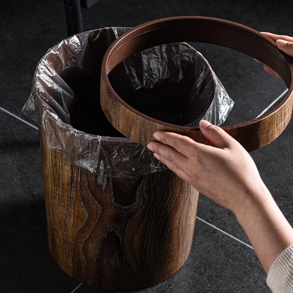 Alipis Cubo de basura de madera con parte superior abierta, cubo de basura retro, contenedor de basura para cocina, oficina, hogar, baño, debajo del