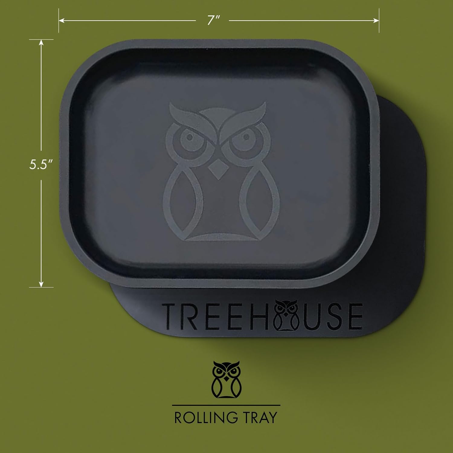 Black Treehouse – Juego de bandejas rodantes con tapa magnética suave de PVC, cenicero incluido para almacenamiento en el hogar o viajes, 7 x 5.5