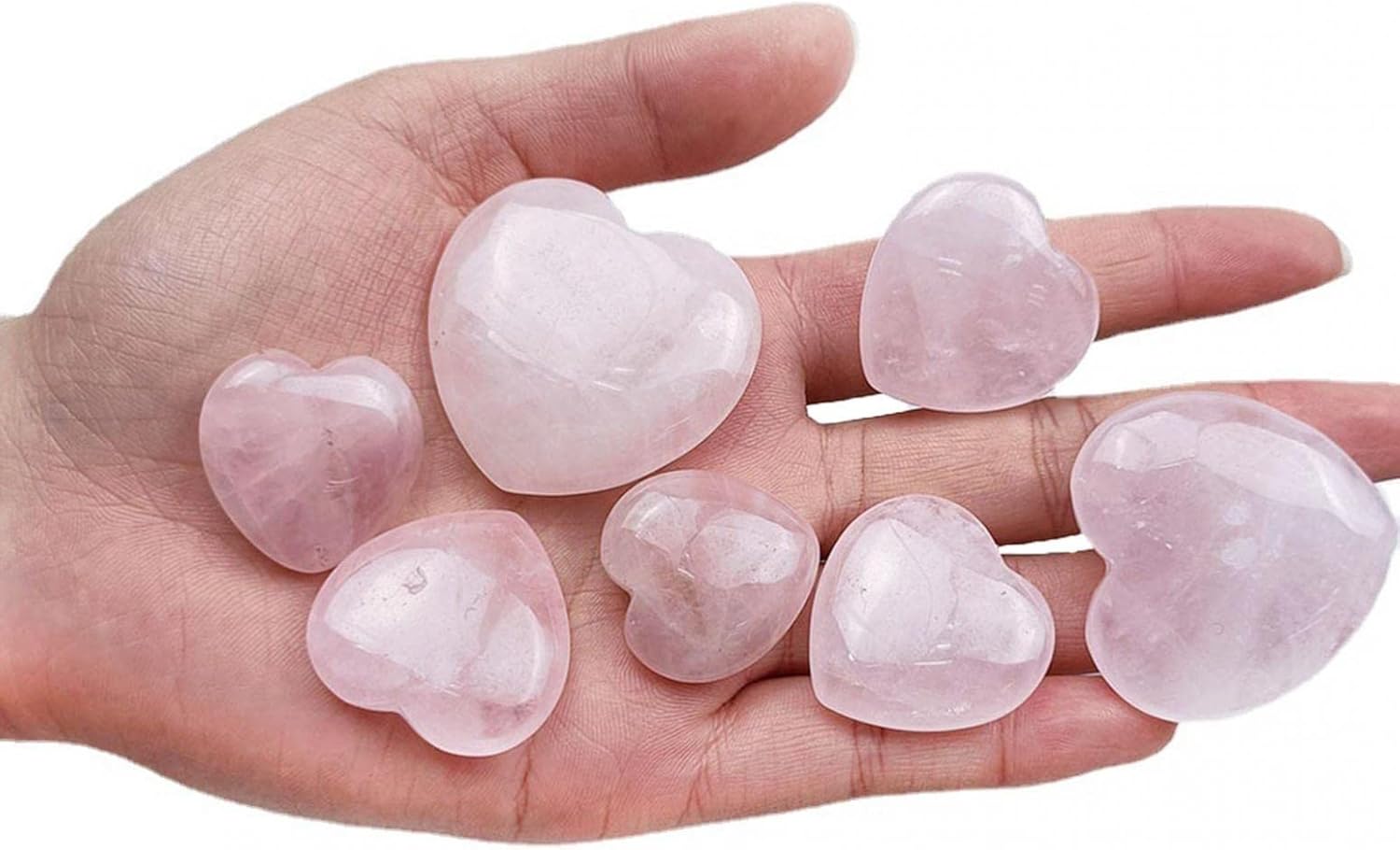 Cristal natural en forma de corazón, piedra pulida, cuarzo rosa, amatista, meditación, sanación, palmera, piedra lunar, 1 unidad
