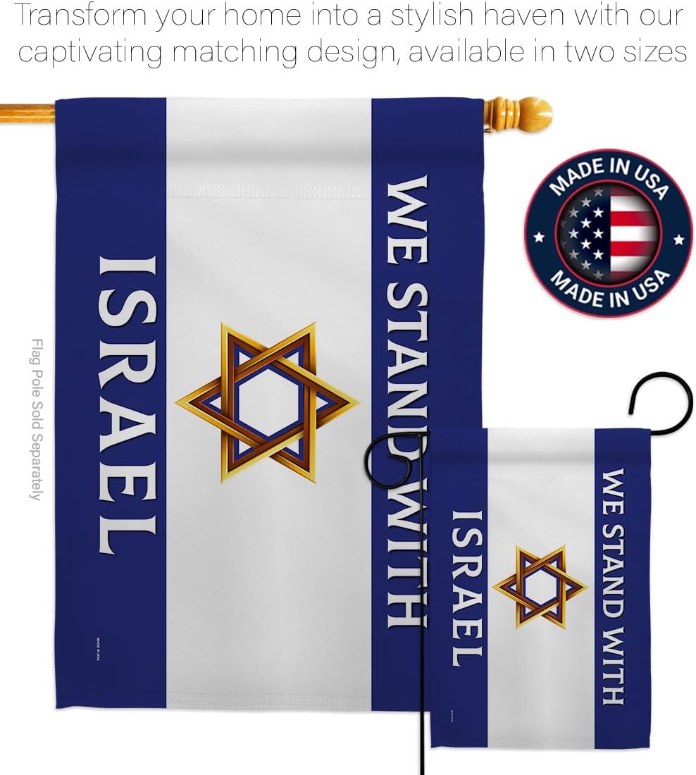 We Stand with Israel American Flags Pack Tapiz Wall Room – Póster al aire libre Bandera de Israelí Campsite Home Banner Interior Cementerio Grave
