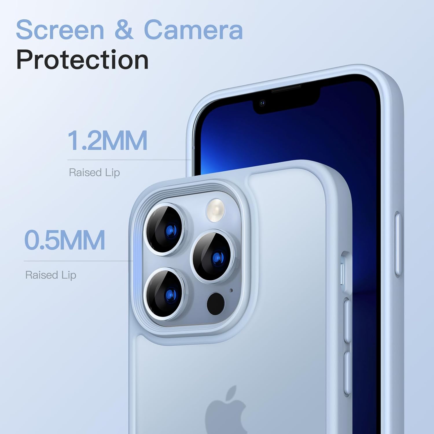 JETech Funda mate para iPhone 13 Pro de 6.1 pulgadas, a prueba de golpes, protección contra caídas de grado militar, cubierta trasera translúcida