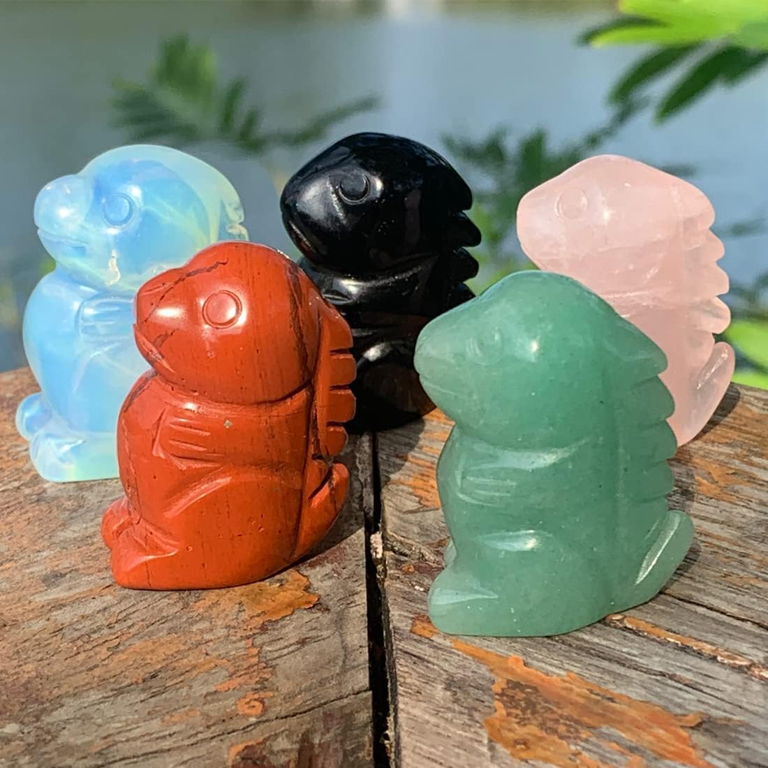 YGLINE Figuras de dinosaurio para bebé, piedras de cristal, piedras preciosas talladas a mano, estatua de cristal curativo, tallas de animales,