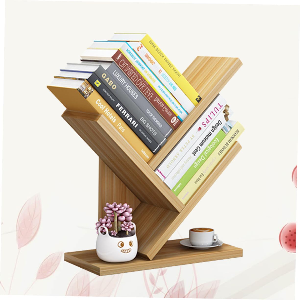 Estantería de madera de 3 capas para escritorio, estantería de árbol, estante de almacenamiento de moda pequeño