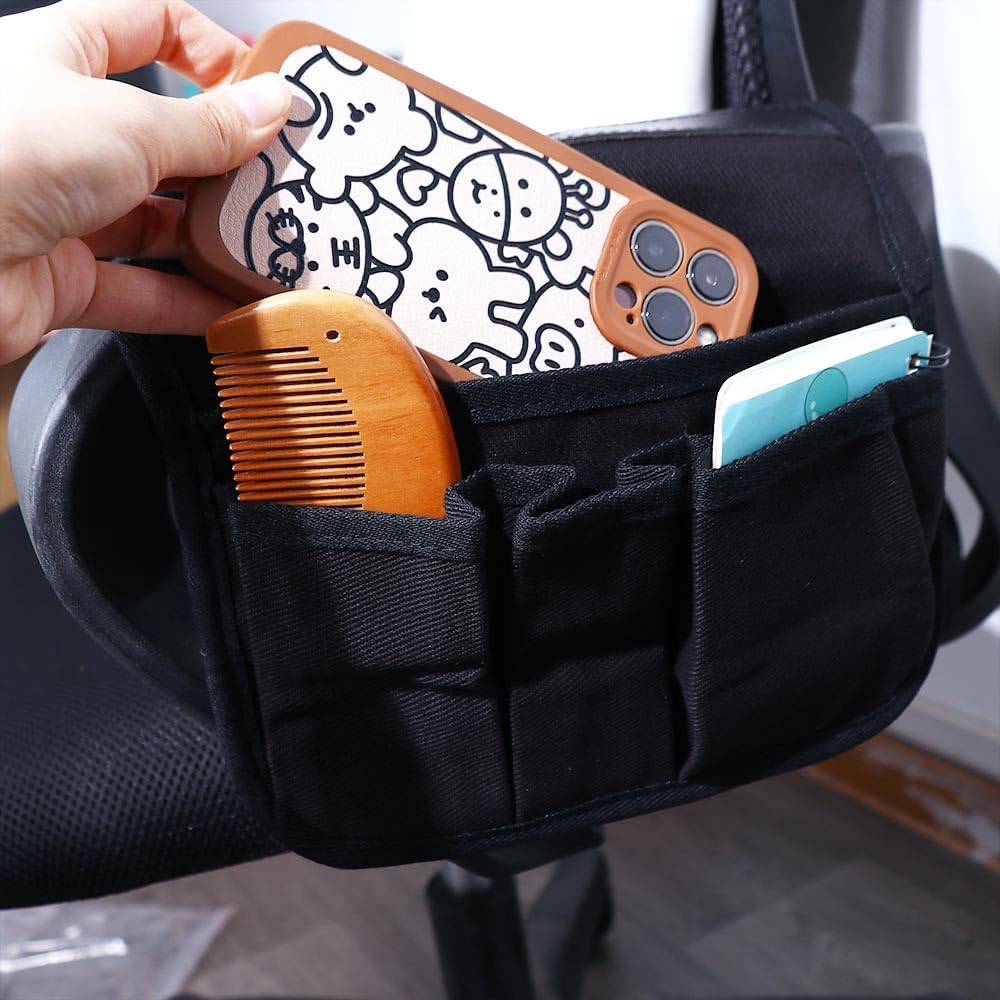 1 bolsillo lateral para silla de exterior, bolsa de almacenamiento para reposabrazos, organizador plegable portátil para acampar al aire libre