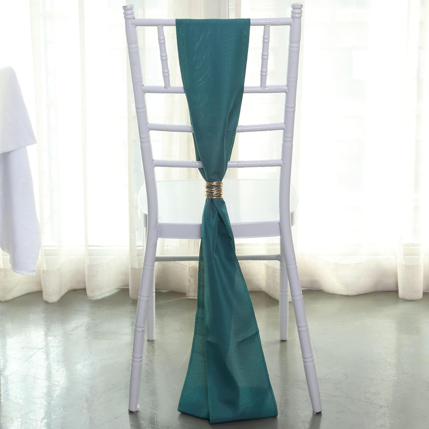 Efavormart – 5 cintas para sillas de poliéster, color verde azulado, pavo real, lazos para decoración de eventos de boda, decoración de silla, arco