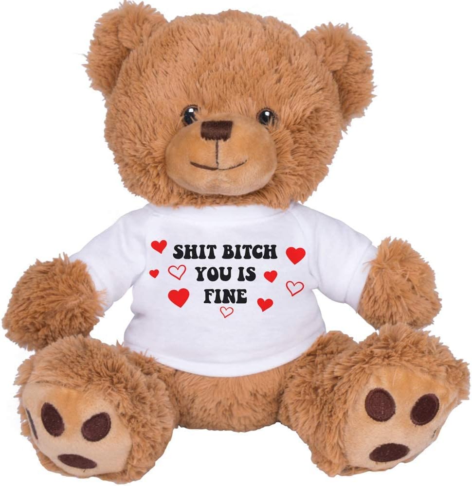 TEESANDTANKYOU Divertido oso de peluche marrón de 8 pulgadas, regalo para pareja, con texto en inglés You is Fine